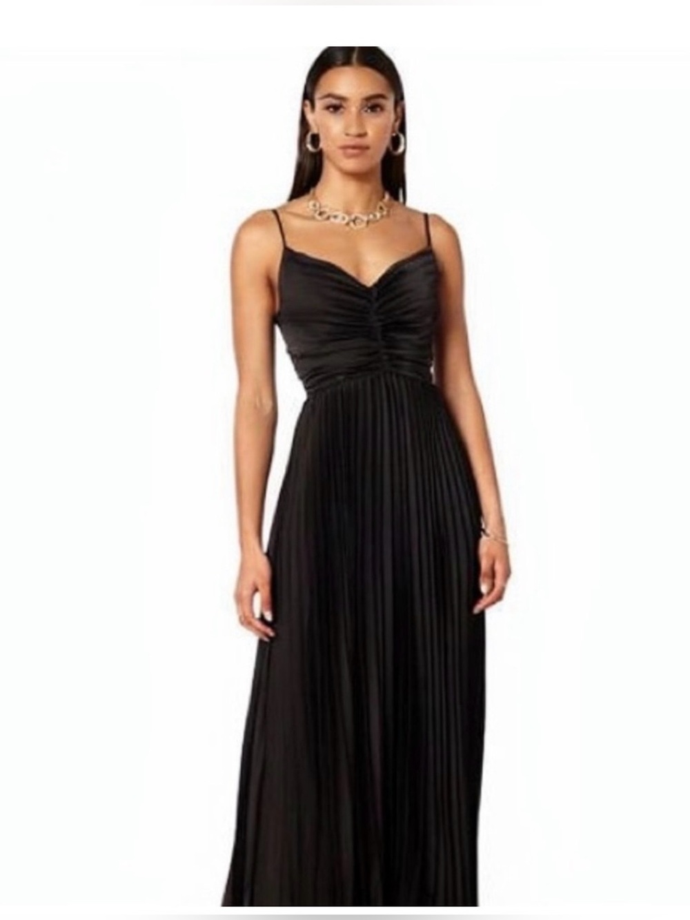 Petal & Pup Naira Black Pleated Maxi Dress US16 Aus20